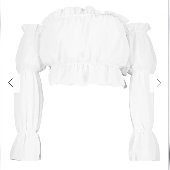 BOOHOO, SLEEVE RUCHEF OFF THE SHOULDER TOP - Picture 7 of 7